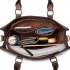 LT1650 - Miss Lulu Textured Leather Look Square Pocket Shoulder Handbag Brown